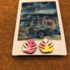 Hand painted wood earrings